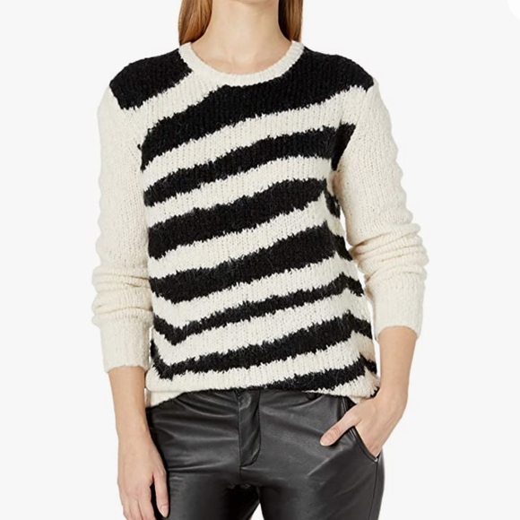 Trina Turk Irish Coffee 2 Alpaca Blend Zebra Stripe Sweater - Picture 1 of 8